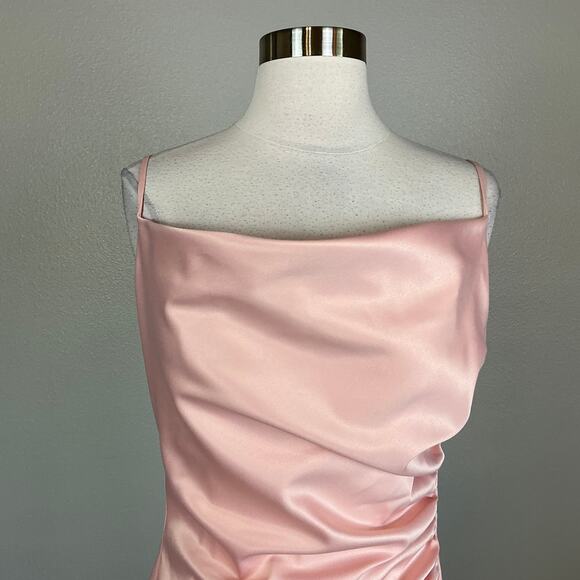 Laundry by Shelli Segal Pink Satin Ruched Formal Long Gown Women’s Size 8 - Picture 7 of 12